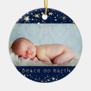 Peace On Earth Star 2-Sided Baby's First Christmas Ceramic Ornament