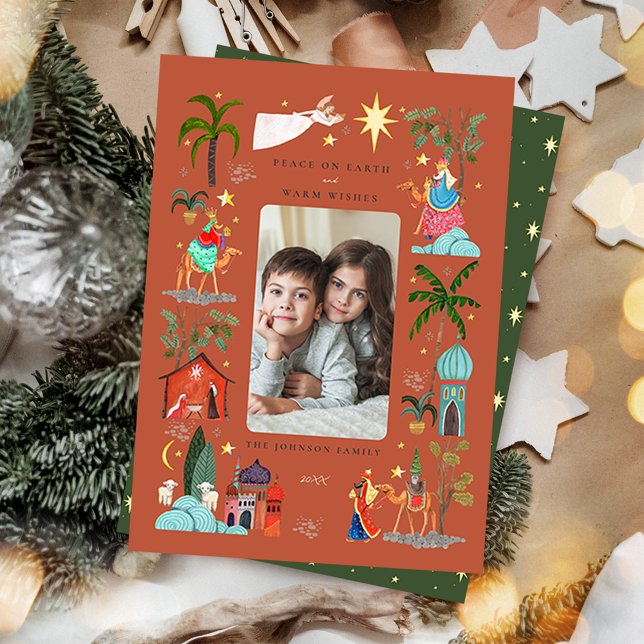 Peace on Earth Three Wise men Earthy Christmas  Holiday Card (Peace on Earth Three Wise men Earthy Christmas Holiday Card)