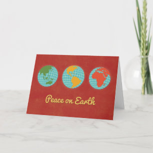 Peace on Earth, Three World Views, Customisable Holiday Card