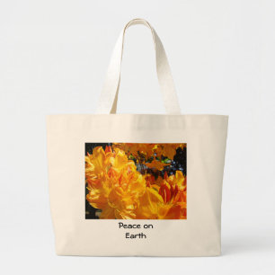 Peace on Earth Tote Bag Orange Rhodies Flowers