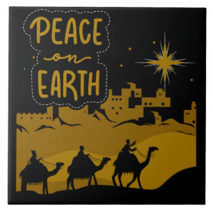 Peace on Earth Traditional Christian Christmas Ceramic Tile