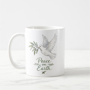 Peace on Earth Watercolor Dove Coffee Mug