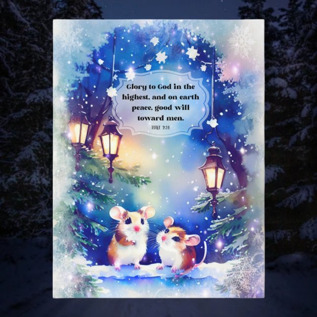 Peace On Earth Watercolor Mice Christian Christmas Holiday Postcard (Creator Uploaded)