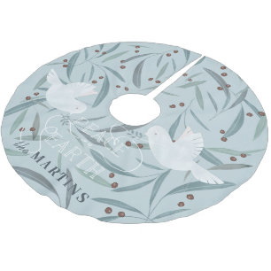 Peace on Earth White Dove Light Blue Brushed Polyester Tree Skirt