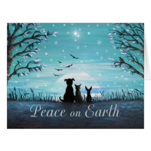 Peace on Earth Winter Sunset Holiday Greeting Card