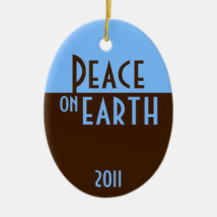 Peace on Earth with custom year Ceramic Ornament