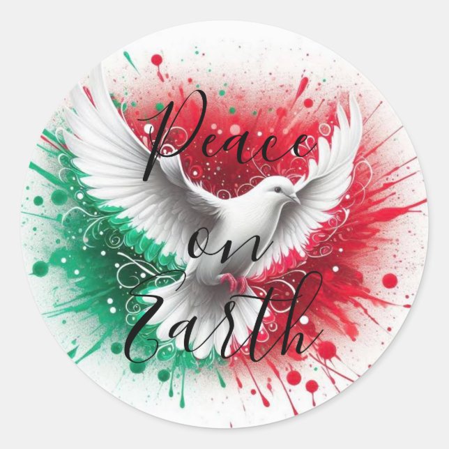 Peace on Earth with Dove Classic Round Sticker (Front)