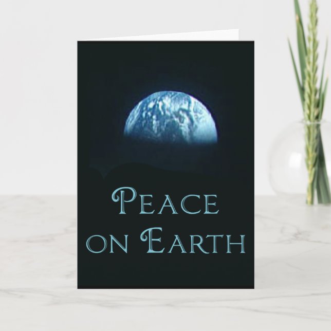 Peace on Earth with Image of Earth from Space Holiday Card (Front)