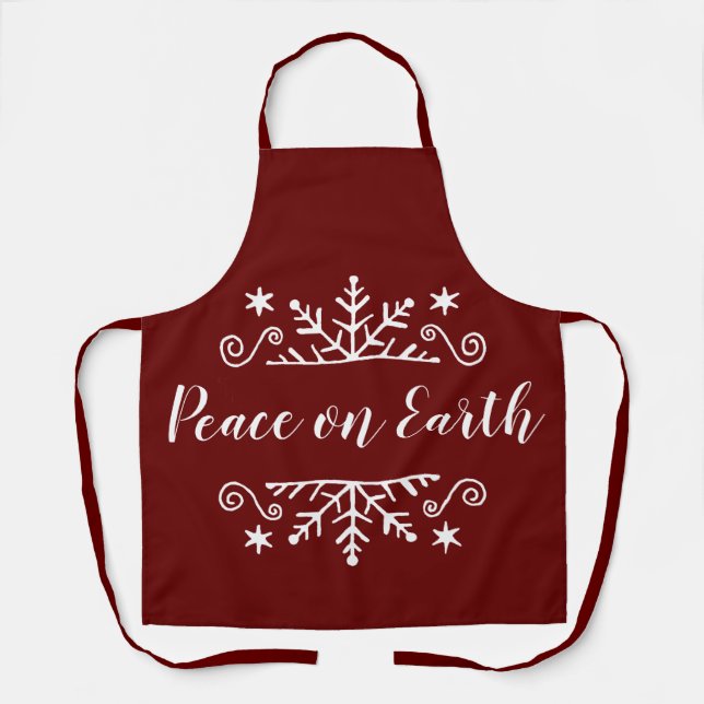 Peace on earth with snowflake  apron (Front)