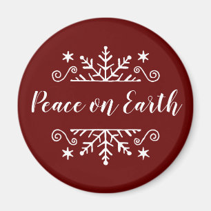 Peace on earth with snowflake magnet