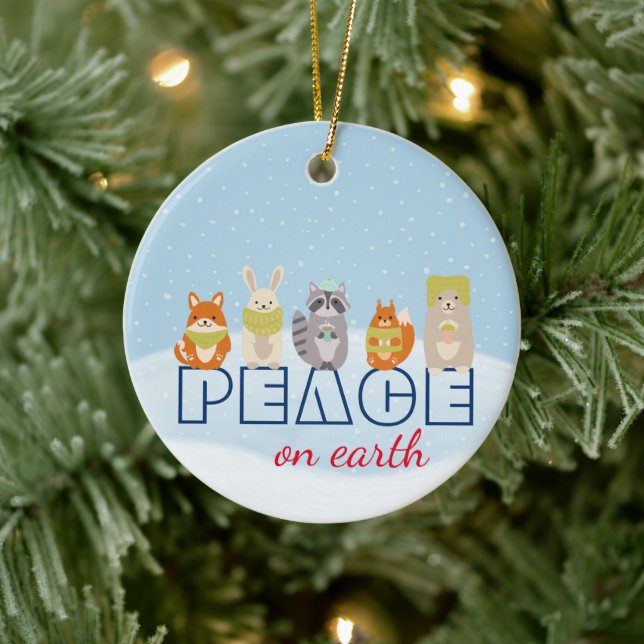 Peace on Earth Woodland Animals Ceramic Ornament (Tree)