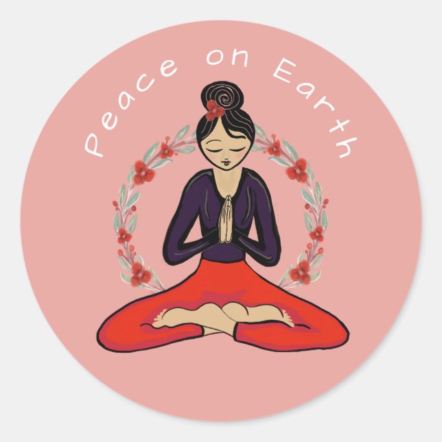 Peace on Earth Yogi Sticker (Front)