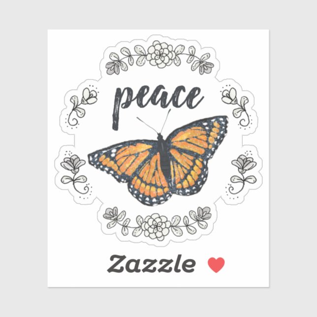 Peace Orange Butterfly and Flower Wreath (Sheet)