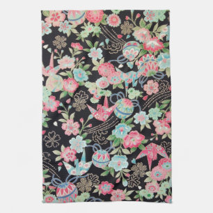 Peace Orizuru and Flower, Japanese Design Tea Towel