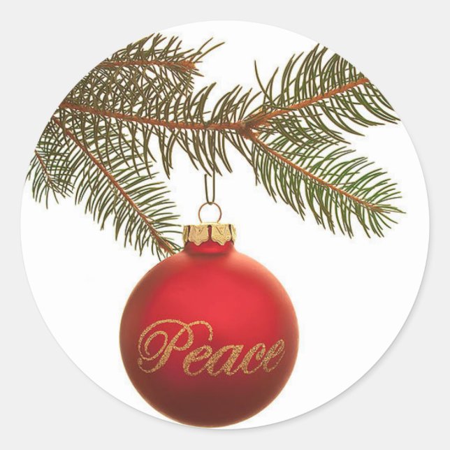Peace Ornament with Greenery Sticker (Front)