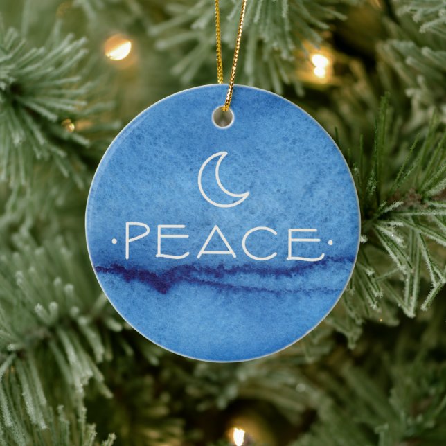 PEACE Ornament, WITH PERSONALIZED MESSAGE ON BACK Ceramic Ornament (Tree)