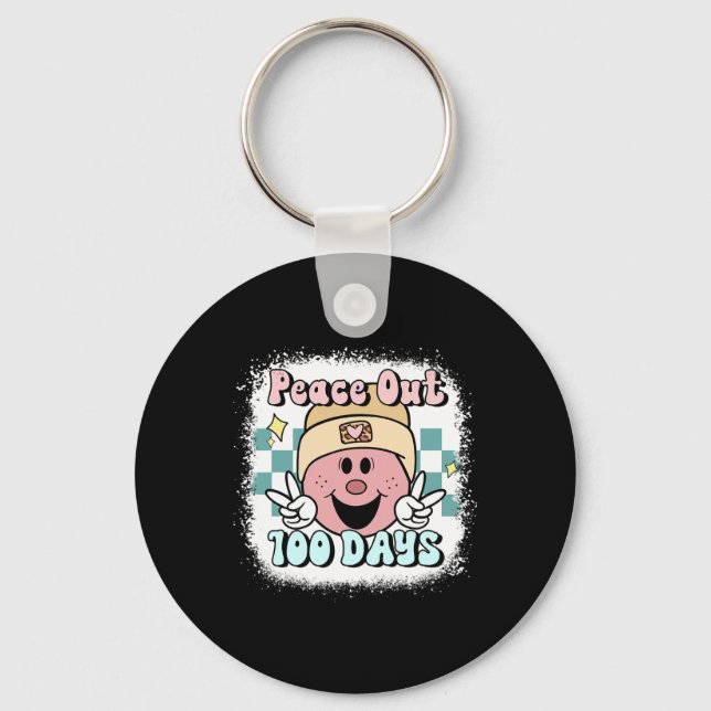 Peace Out 100 Days Of School Smile Face 100th Day  Key Ring (Front)