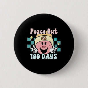 Peace Out 100 Days Of School Smile Face Retro Groo 6 Cm Round Badge