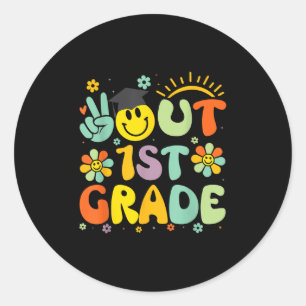 Peace Out 1st Grade Cl Of 2025 Goodbye Graduation  Classic Round Sticker