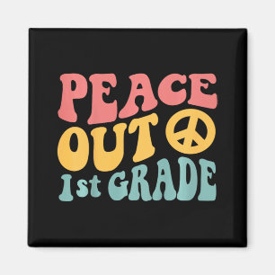 Peace Out 1st Grade Funny Retro 70's Last Day Of 1 Magnet