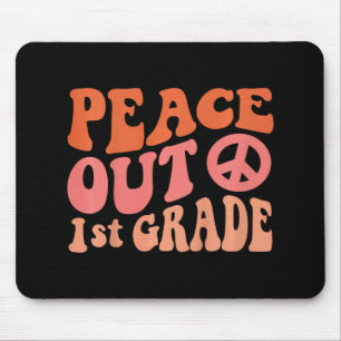 Peace Out 1st Grade Funny Retro 70's Last Day Of 1 Mouse Pad