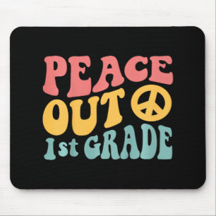 Peace Out 1st Grade Funny Retro 70's Last Day Of 1 Mouse Pad