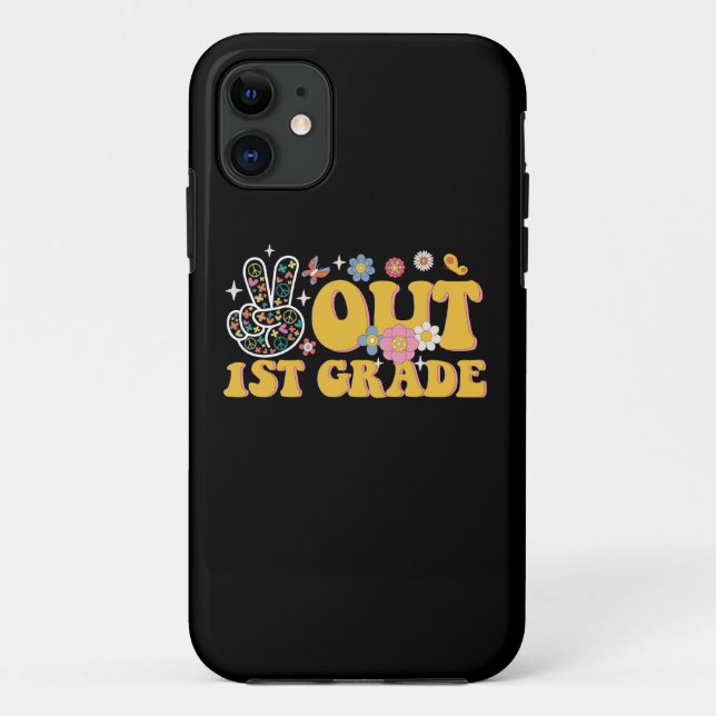 Peace Out 1st Grade Groovy Last Day Of School Case-Mate iPhone Case (Back)