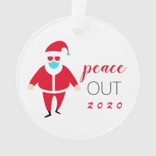 Peace Out 2020 Funny Santa Face Mask Personalized Ornament