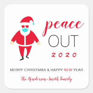 Peace Out 2020 Funny Santa Mask Christmas Holiday Square Sticker