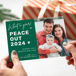Peace Out 2022 Modern Layout Happy New Year Photo Holiday Card