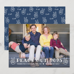Peace Out 2023 Navy Happy New Year Funny Photo Holiday Card