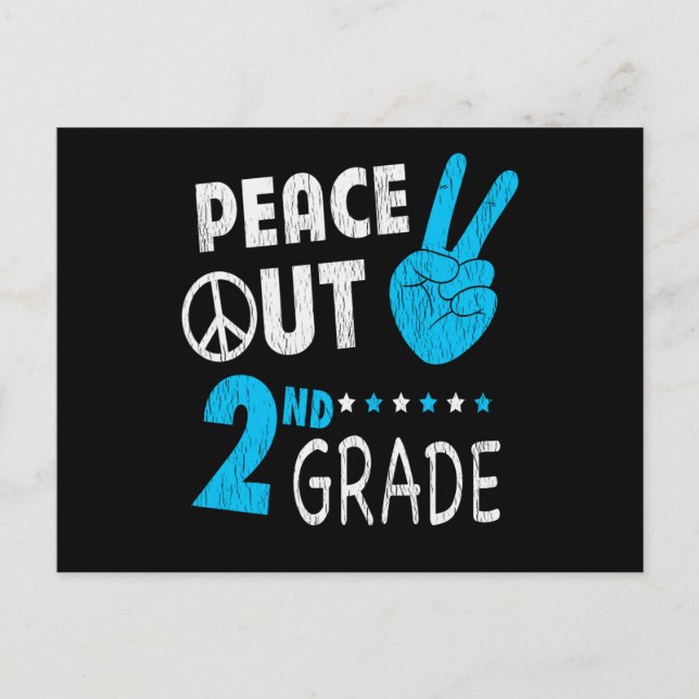 Peace Out 2nd Grade Back To School Student Gift Postcard (Front)