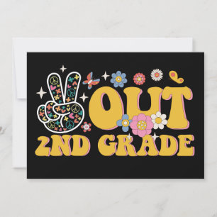 Peace Out 2nd Grade Groovy Last Day Of School Invitation