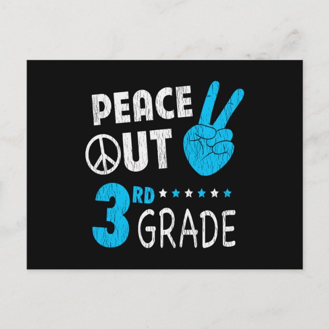 Peace Out 3rd Grade Back To School Student Gift Postcard (Front)