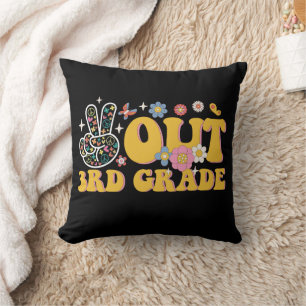 Peace Out 3rd Grade Groovy Last Day Of School Cushion