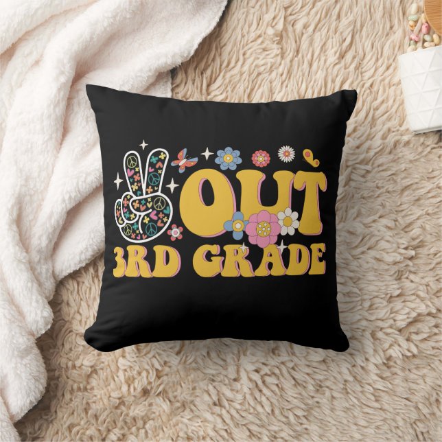 Peace Out 3rd Grade Groovy Last Day Of School Cushion (Blanket)