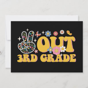 Peace Out 3rd Grade Groovy Last Day Of School Invitation