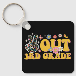 Peace Out 3rd Grade Groovy Last Day Of School Key Ring