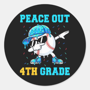 Peace Out 4th Grade Fourth Baseball Graduation Classic Round Sticker