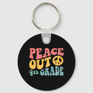 Peace Out 4th Grade Funny Retro 70's Last Day Of 4 Key Ring