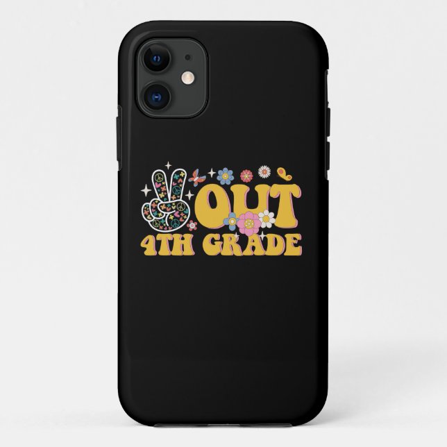 Peace Out 4th Grade Groovy Last Day Of School Case-Mate iPhone Case (Back)