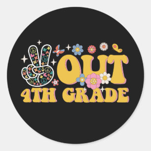 Peace Out 4th Grade Groovy Last Day Of School Classic Round Sticker