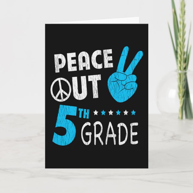 Peace Out 5th Grade Cute Funny Kids Back To School Card (Front)