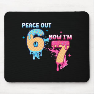 Peace Out 6 Now I'm 7 Ice Cream Drip 7th Birthday Mouse Pad