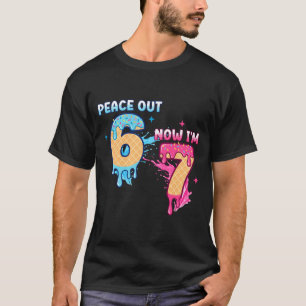 Peace Out 6 Now I'm 7 Ice Cream Drip 7th Birthday T-Shirt