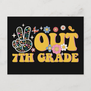Peace Out 7th Grade Groovy Last Day Of School Postcard