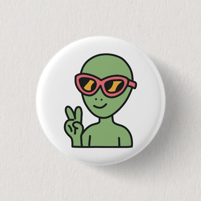 Peace Out Alien 3 Cm Round Badge (Front)