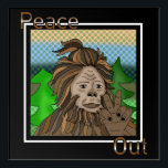 Peace Out | Bigfoot Sasquatch Pop Art<br><div class="desc">Hand drawn Bigfoot or Sasquatch drawing in a retro pop art style holding up a peace sign.</div>