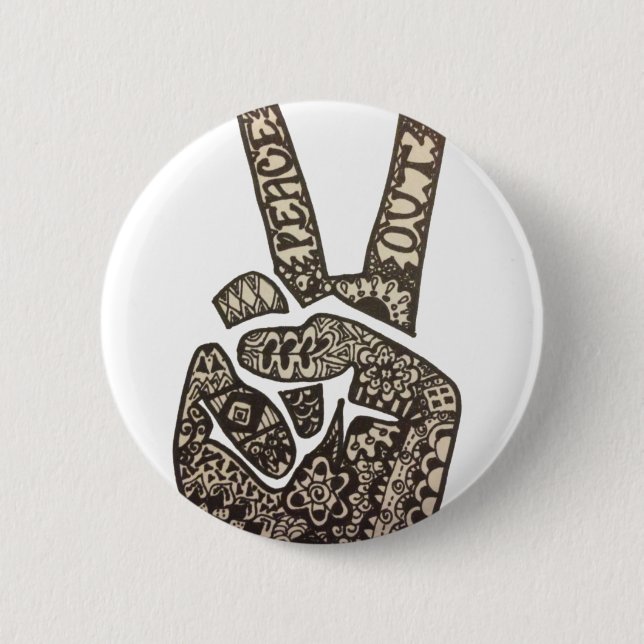 "Peace Out" Design 6 Cm Round Badge (Front)