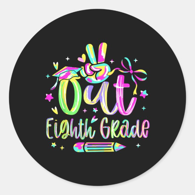Peace Out Eighth Grade Graduation Cl Of 2025 Teach Classic Round Sticker (Front)